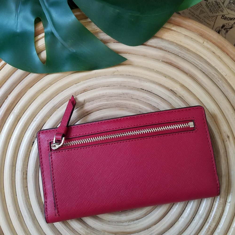 Kate Spade Large Slim Bifold Wallet Rosso Red - Picture 5 of 7